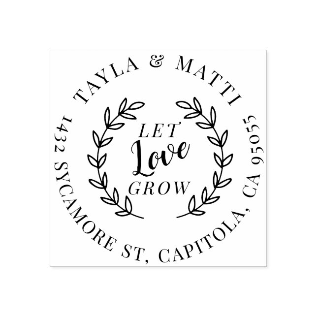 Sello De Caucho Que el amor crezca | Dirección Rustica De Retorno  (Impresión)