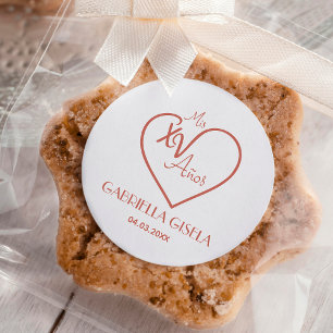 Sello De Caucho Quinceañera Spanish Modern Heart Fancy Calligraphy