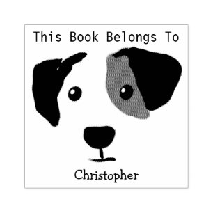 Sello De Caucho Quizzical Happy Dog Este Libro Pertenece A
