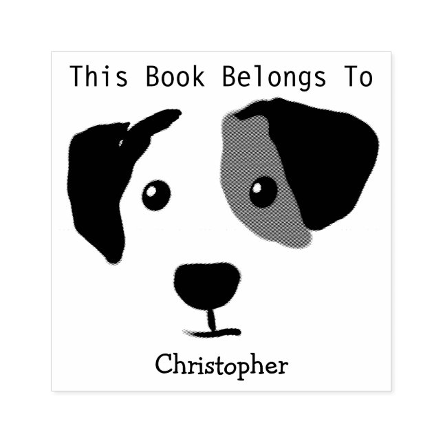 Sello De Caucho Quizzical Happy Dog Este Libro Pertenece A (Impresión)