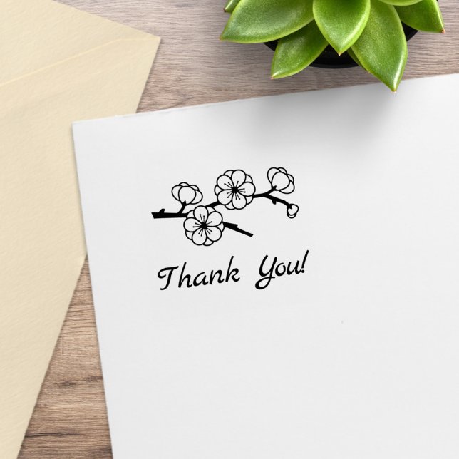 Sello De Caucho Rama de florecimiento Gracias 1x1 (Subido por el creador)