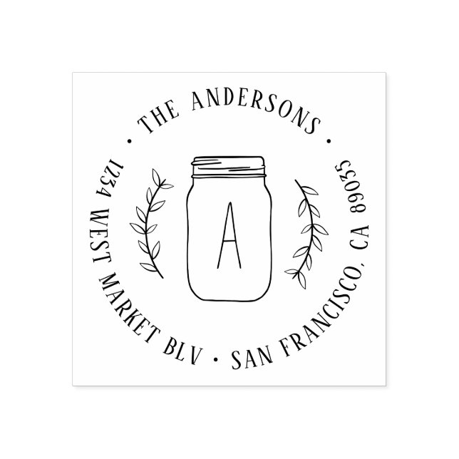 Sello De Caucho Rama de país y dirección de retorno inicial de Mas (Impresión)