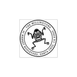 Sello De Caucho Rana étnica | Nombre de familia redonda y direcció