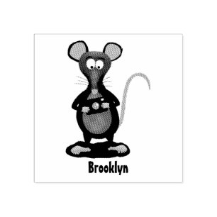 Sello De Caucho Rata divertida con ilustracion de personalizado de