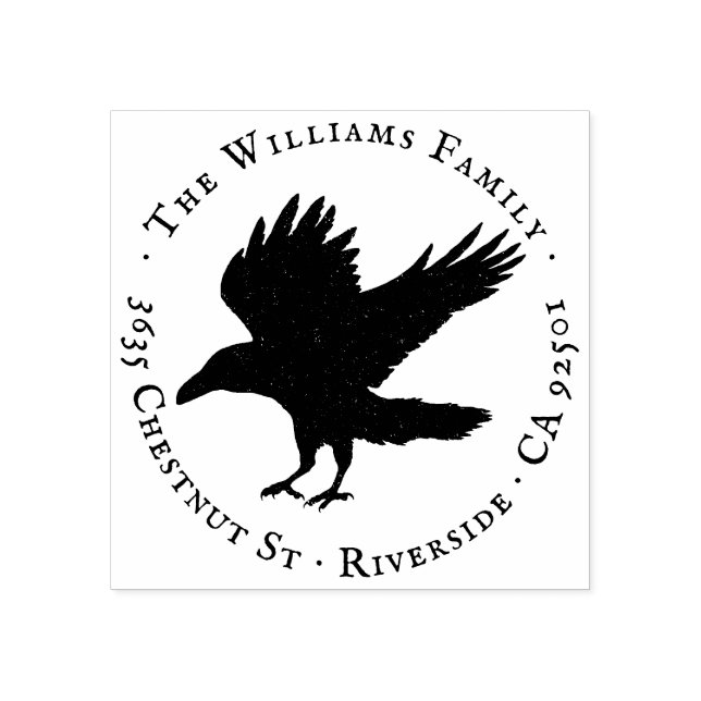 Sello De Caucho Raven Bird Grunge Self-Intro Dirección De Retorno (Impresión)