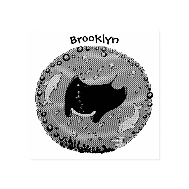 Sello De Caucho Rayo de manta y burbujas ilustracion personalizado (Impresión)