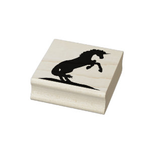 Sello De Caucho Rearing Unicorn Silhouette