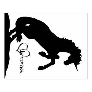 Sello De Caucho Rearing Unicorn Silhouette (corazón)