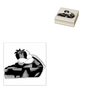 Sello De Caucho Rebanada de fresa cortada de crema batida postre d