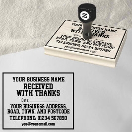 Sello De Caucho Recibido con agradecimiento con nombre, dirección 