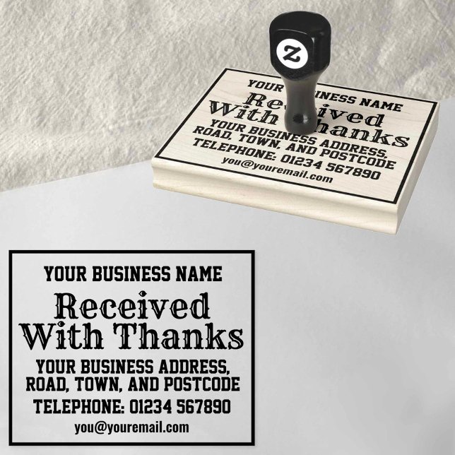 Sello De Caucho Recibido con agradecimiento con nombre, dirección, (Subido por el creador)