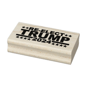 SELLO DE CAUCHO REELECCIÓN DE DONALD TRUMP 2024 STAMP WOOD ART