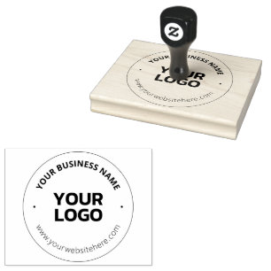 Sello De Caucho Reemplazo de logotipo editable y nombre comercial 