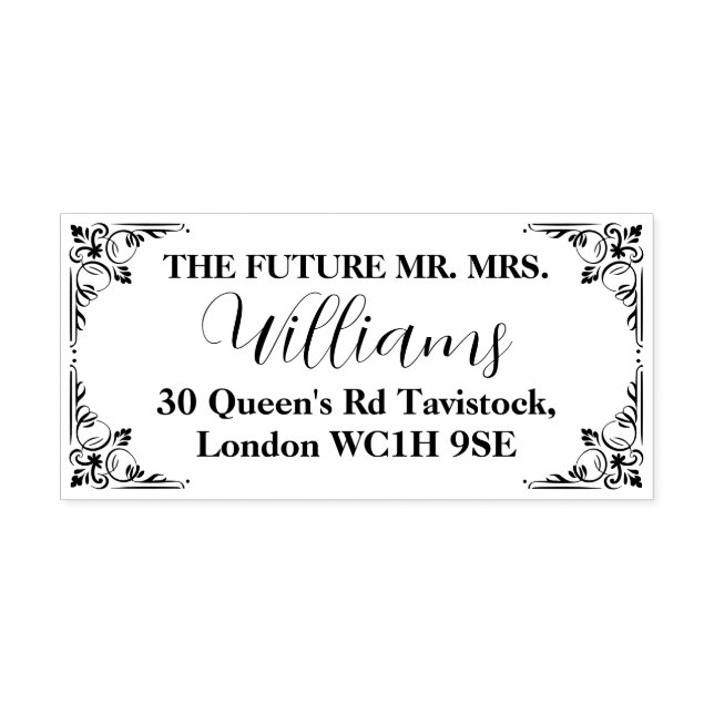 Sello De Caucho Regalo de boda personalizado elegante (Impresión)