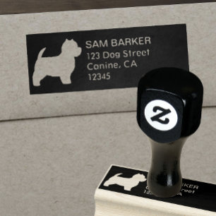 Sello De Caucho Remite blanco de Terrier de montaña del oeste