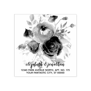 Sello De Caucho Remite de la boda floral elegante