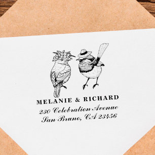 Sello De Caucho Remite de Sr. y de señora Birds Wedding Names