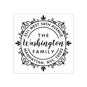 Sello De Caucho Remite elegante redondo del apellido de la