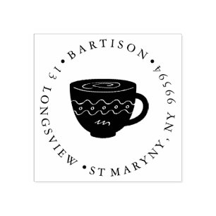 SELLO DE CAUCHO REMITE REDONDO DE LA TAZA DE TÉ