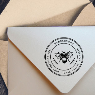 Sello De Caucho Remite redondo del abejorro rústico