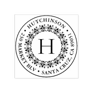 Sello De Caucho Remite redondo del apellido del monograma clásico