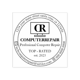 Sello De Caucho Reparación De Ordenador Pc Tecnológico Sencillo Y 