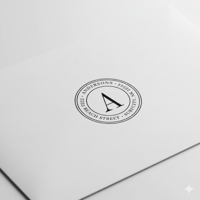 Sello De Caucho (RESIZADO) Elegante dirección de retorno monograma (Subido por el creador)