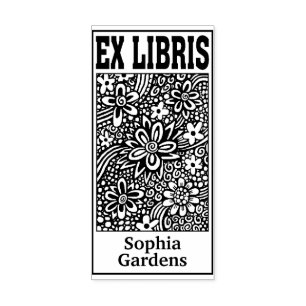 Sello De Caucho Resumen floral Ex Libris