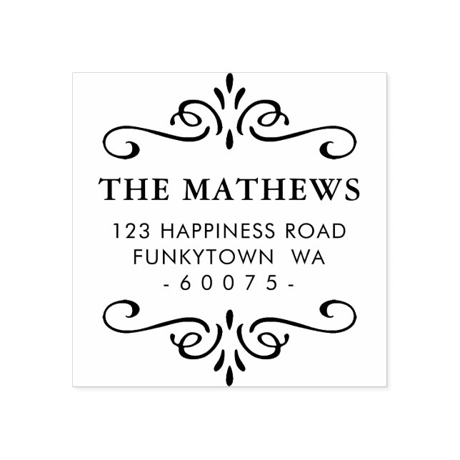 Sello De Caucho RETORNO PERSONALIZADO DIRECCIONES Art deco detalle (Impresión)