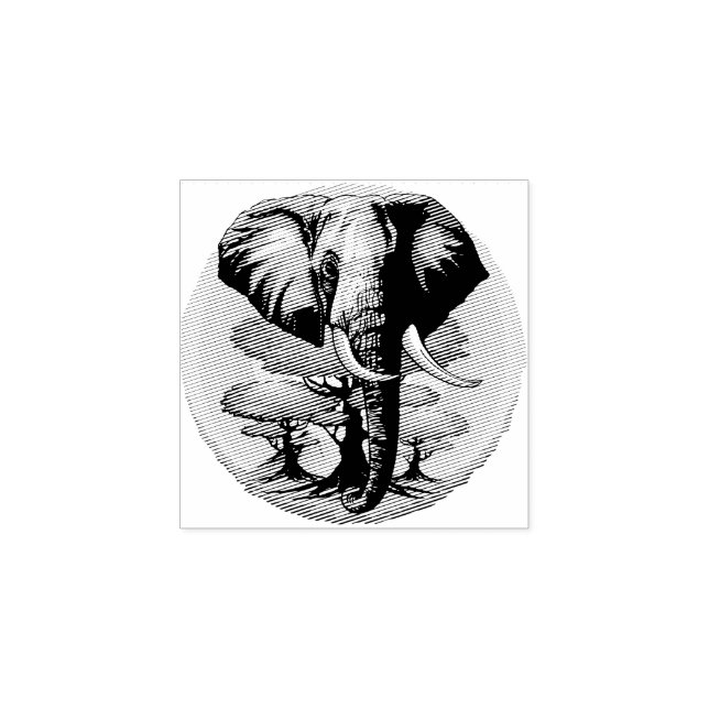 Sello De Caucho Retrato surrealista de elefante africano (Impresión)