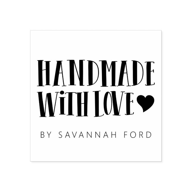 Sello De Caucho Retro elegante hecho a mano con amor (Impresión)