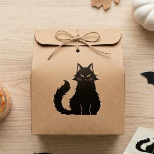 Sello De Caucho Retro Halloween Gato Negro Lindo Espeluznante