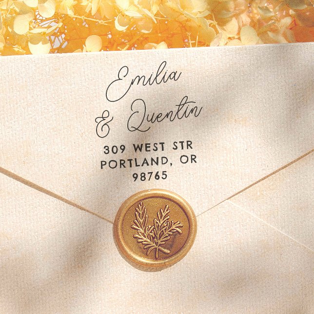 Sello De Caucho Retro Modern Script Wedding Return Address (Subido por el creador)