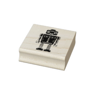 Sello De Caucho Retro Robot