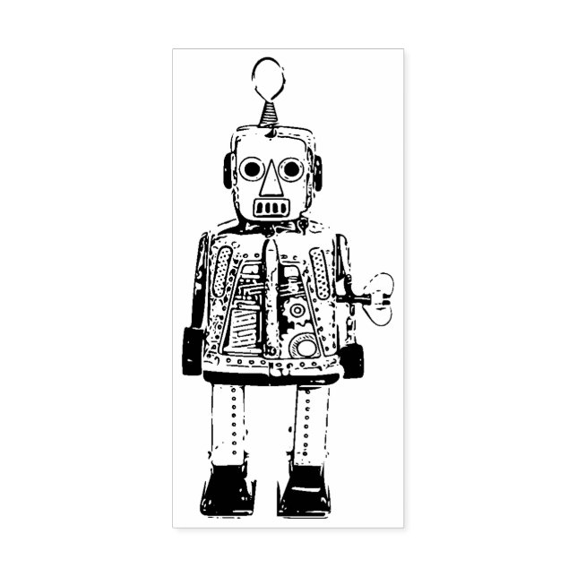 Sello De Caucho Retro Robot (Impresión)
