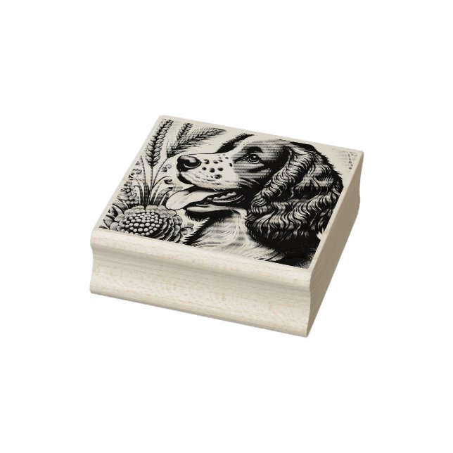 Sello De Caucho Retro Welsh Springer Spaniel Brown White Art (Sello)