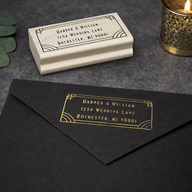 Sello De Caucho Return address stamp (Art deco return address stamp displayed in gold ink.
)