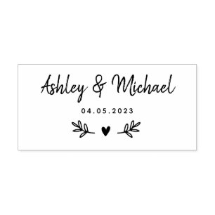 Sello De Caucho Ríos y corazón Boda
