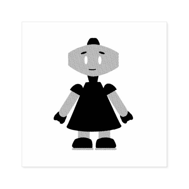 Sello De Caucho Robot chica personalizado (Impresión)