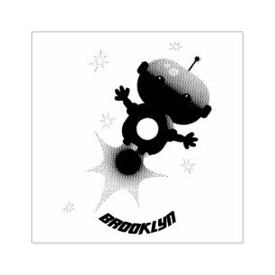 Sello De Caucho Robot lindo volando en el ilustracion del personal