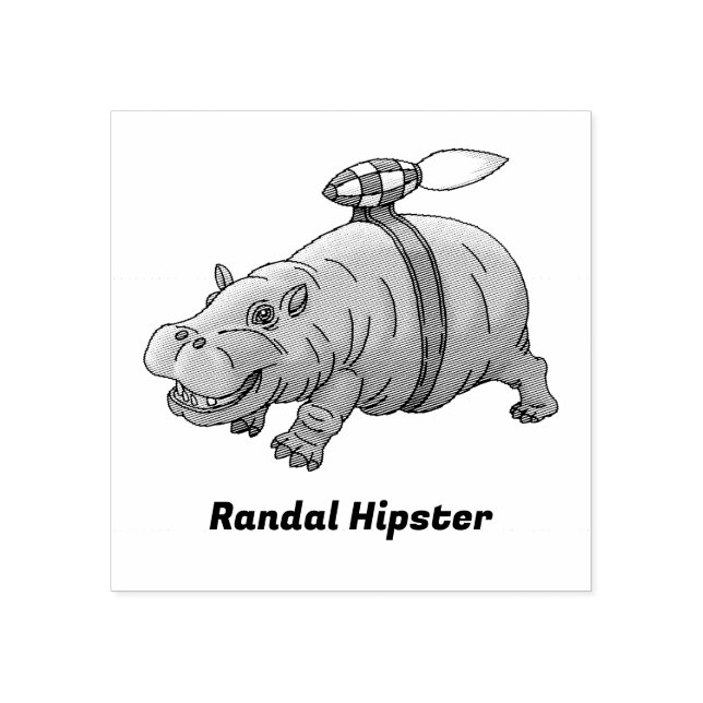 Sello De Caucho Rocket Hippo (Impresión)