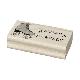 Sello De Caucho Roller Skate Kid Cute Skate Retro Nombre