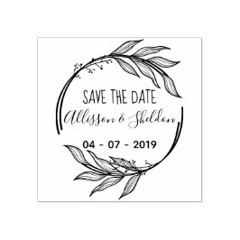 Sello De Caucho Romantic Hand Draw Leaves Save The Date