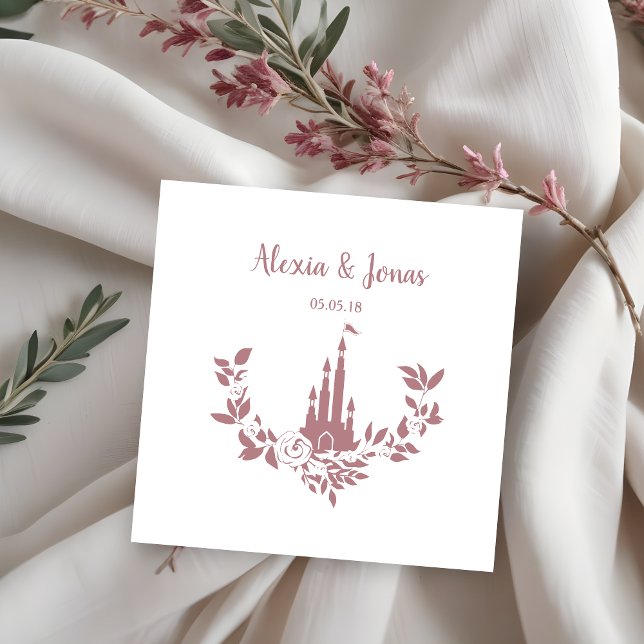 Sello De Caucho Romantic Wedding Design with Castle and Flowers (Romantic Wedding Design with Castle and Flowers Perfect on kraft paper to give a modern rustic look.)