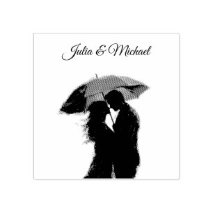 Sello De Caucho Romántico parisino Red Umbrella Love Silhouette