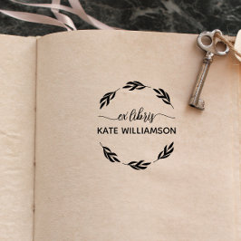 Sello De Caucho Ronda botánica Wreath Ex libris