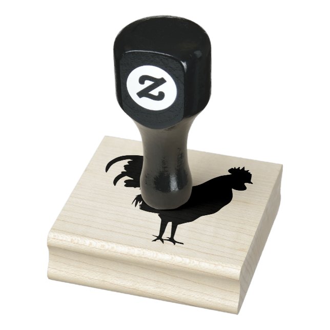 Sello De Caucho Rooster Silhouette Design Stamp de madera (Sello)
