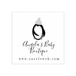 Sello De Caucho Ropa de Boutique para Bebés con Logo de Pingüino E