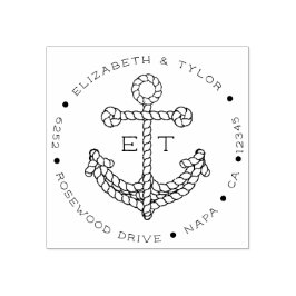 Sello De Caucho Rope Anchor Personalizado Monogramado Dirección de