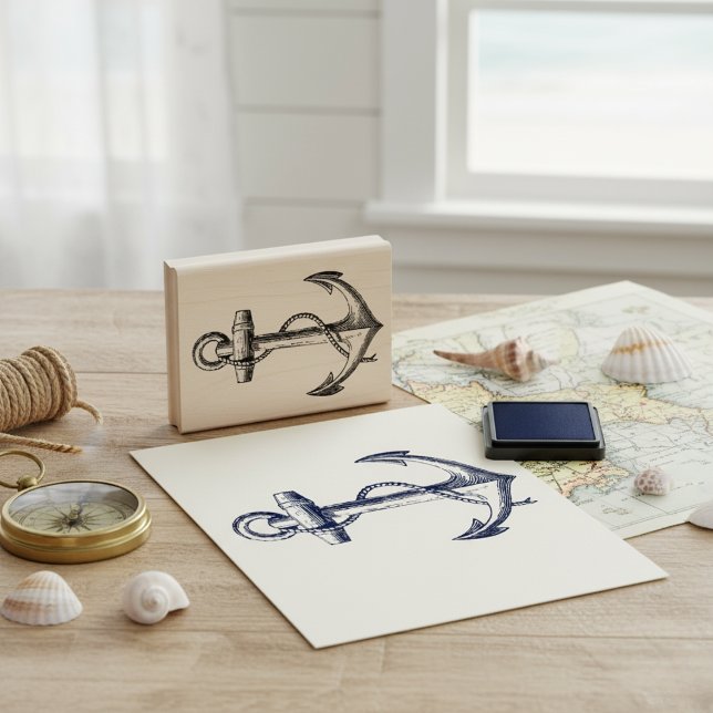 Sello De Caucho Rope Silhouette (Classic Nautical Anchor Rope Silhouette Rubber Stamp)